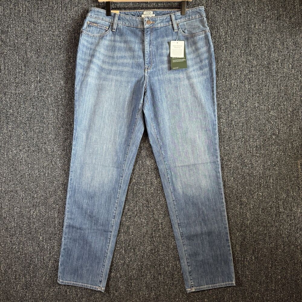 NWT L.L. Bean Women's Sz 14 M/T Vintage Wash 1912 Boyfriend Straight Leg Jeans